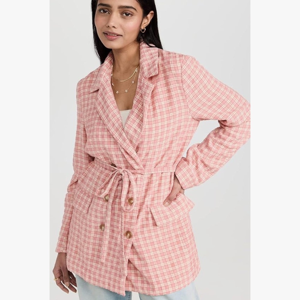 Free People Pink and white  Blazer